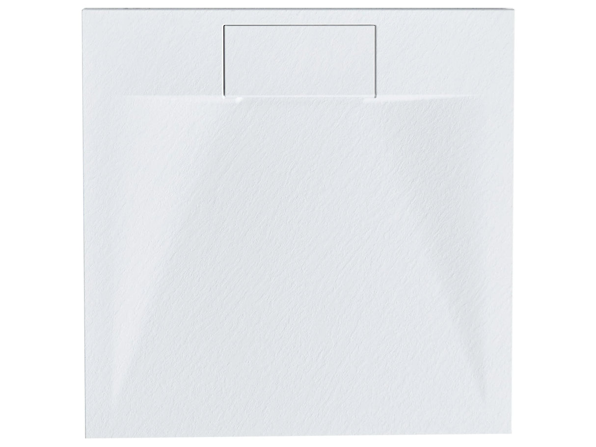 Shower Tray with Drain White SMC 80 x 80 x 3 cm Minimalist Natural Stone Effect Beliani