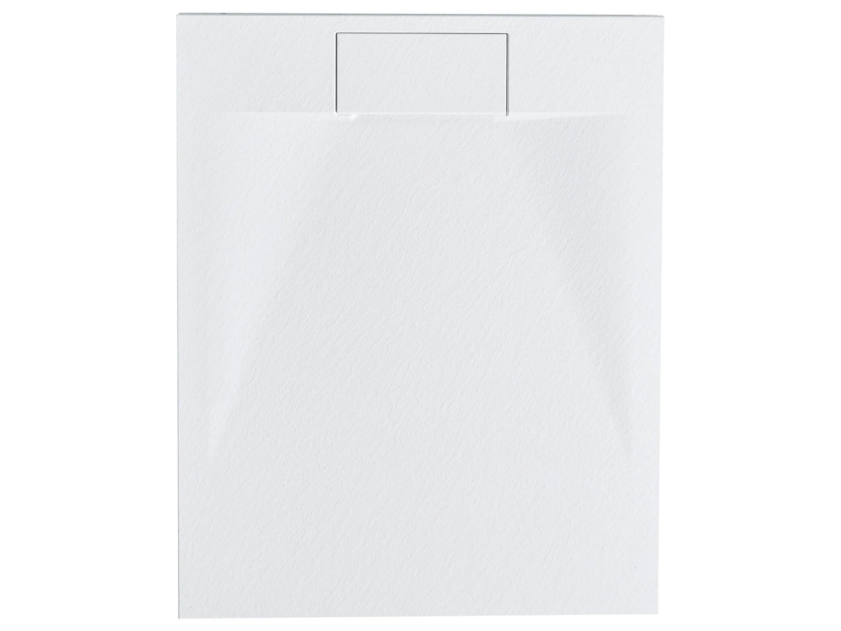 Shower Tray with Drain White SMC 80 x 100 x 3 cm Minimalist Natural Stone Effect Beliani