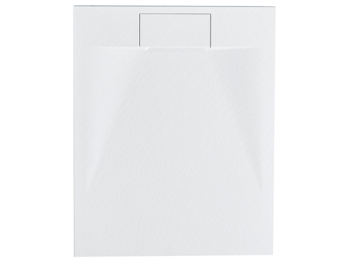 Shower Tray with Drain White SMC 80 x 100 x 3 cm Minimalist Natural Stone Effect Beliani