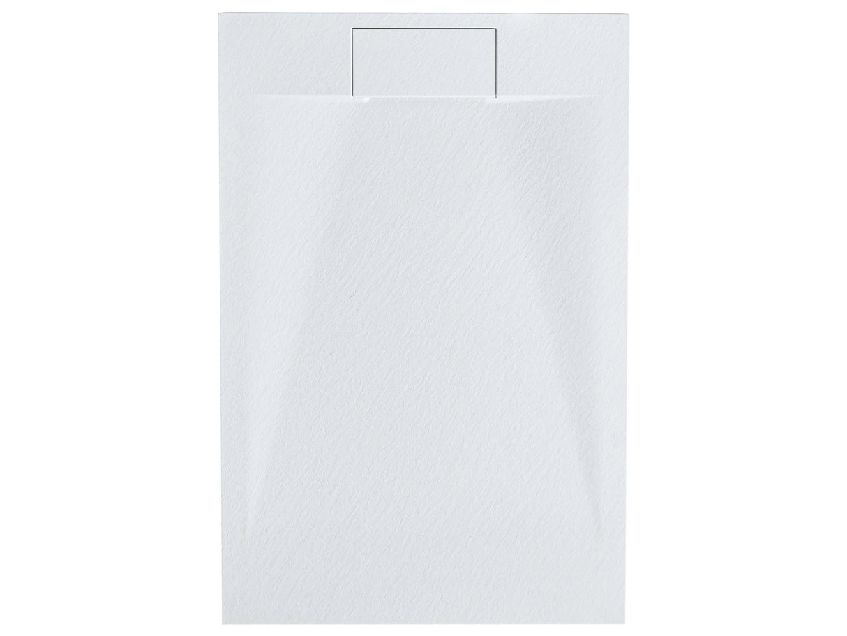 Shower Tray with Drain White SMC 80 x 120 x 3 cm Minimalist Natural Stone Effect Beliani