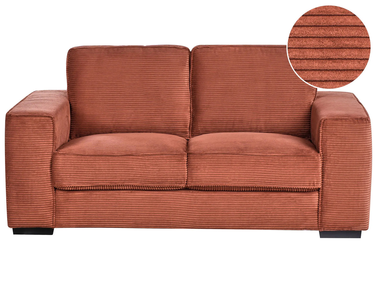 Sofa Corduroy Golden Brown Jumbo Cord 2 Seater Comfortable Living Room Modern Retro Beliani