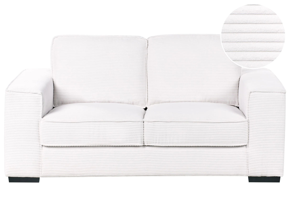 Sofa Corduroy White Jumbo Cord 2 Seater Comfortable Living Room Modern Retro Beliani