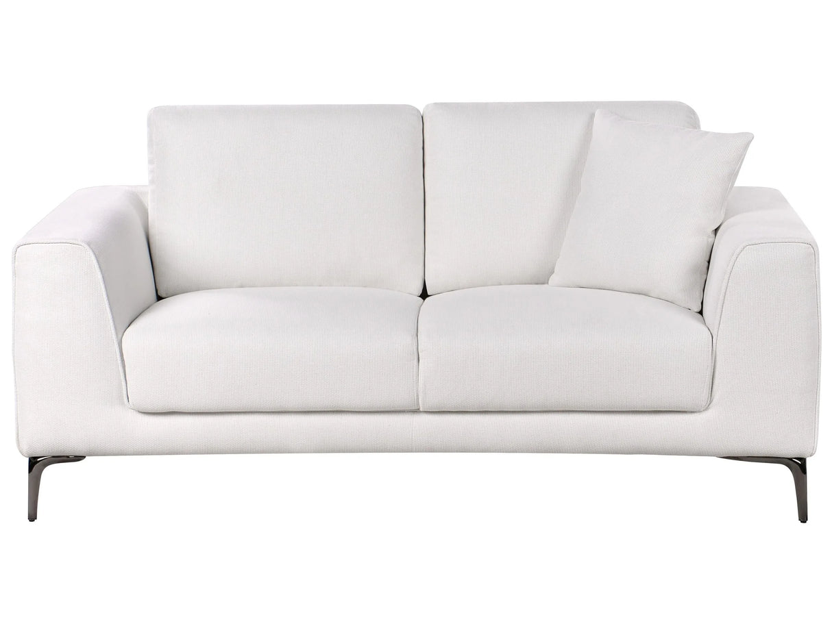 Sofa Fabric White 2 Seater Comfortable Living Room Modern Retro Beliani