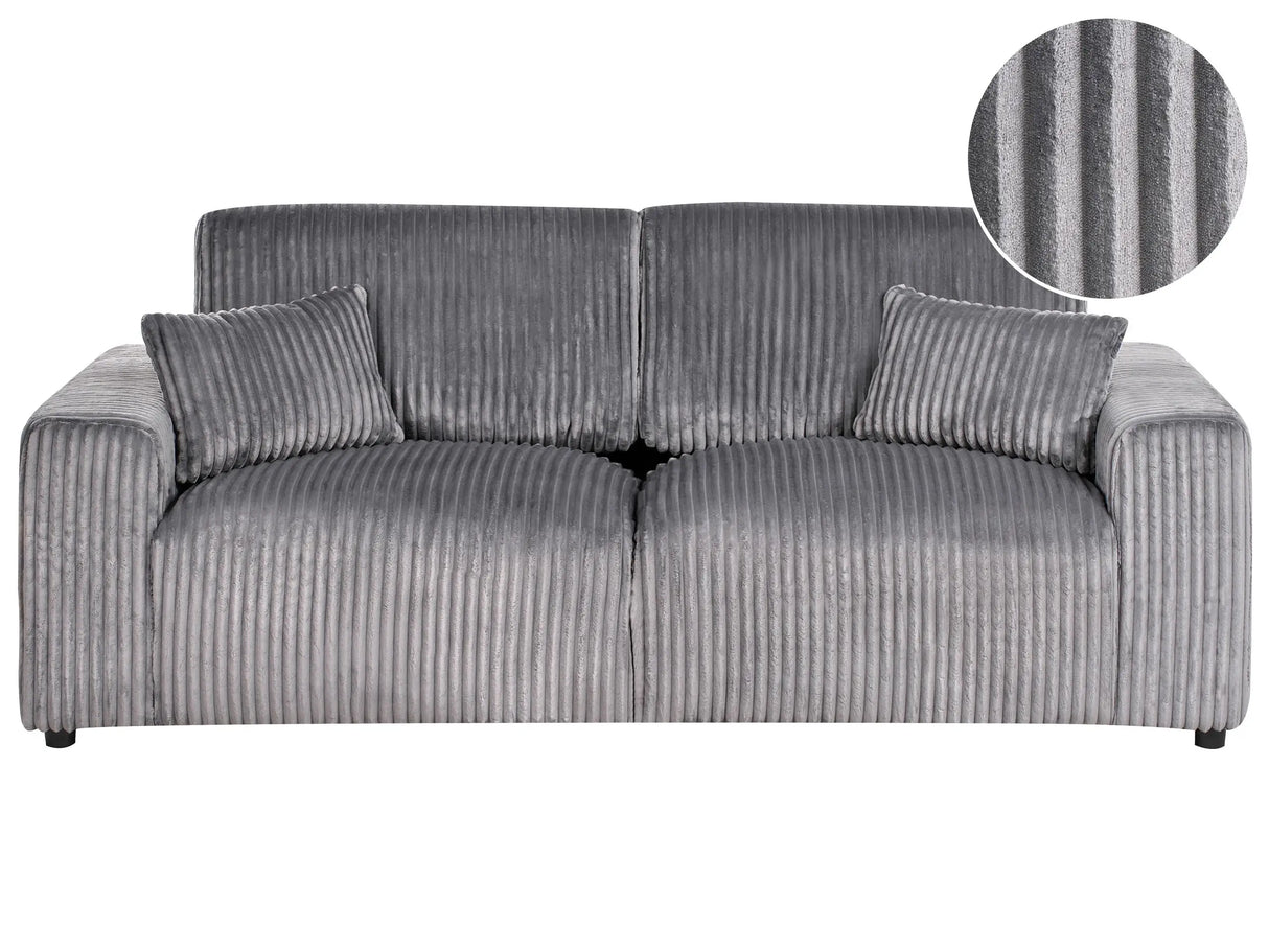 Sofa Corduroy Grey Jumbo Cord 3 Seater Comfortable Living Room Modern Retro Beliani