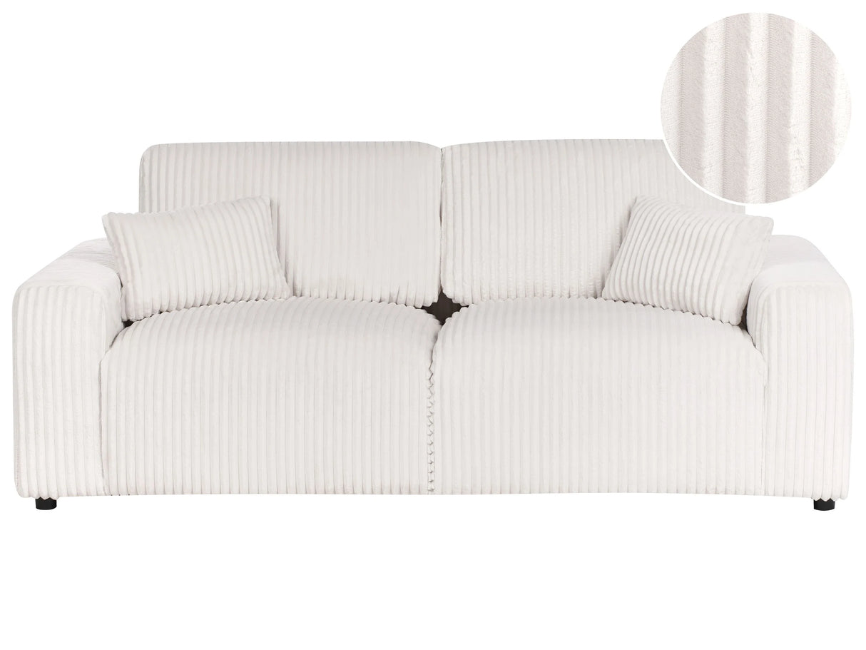 Sofa Corduroy Off White Jumbo Cord 3 Seater Comfortable Living Room Modern Retro Beliani