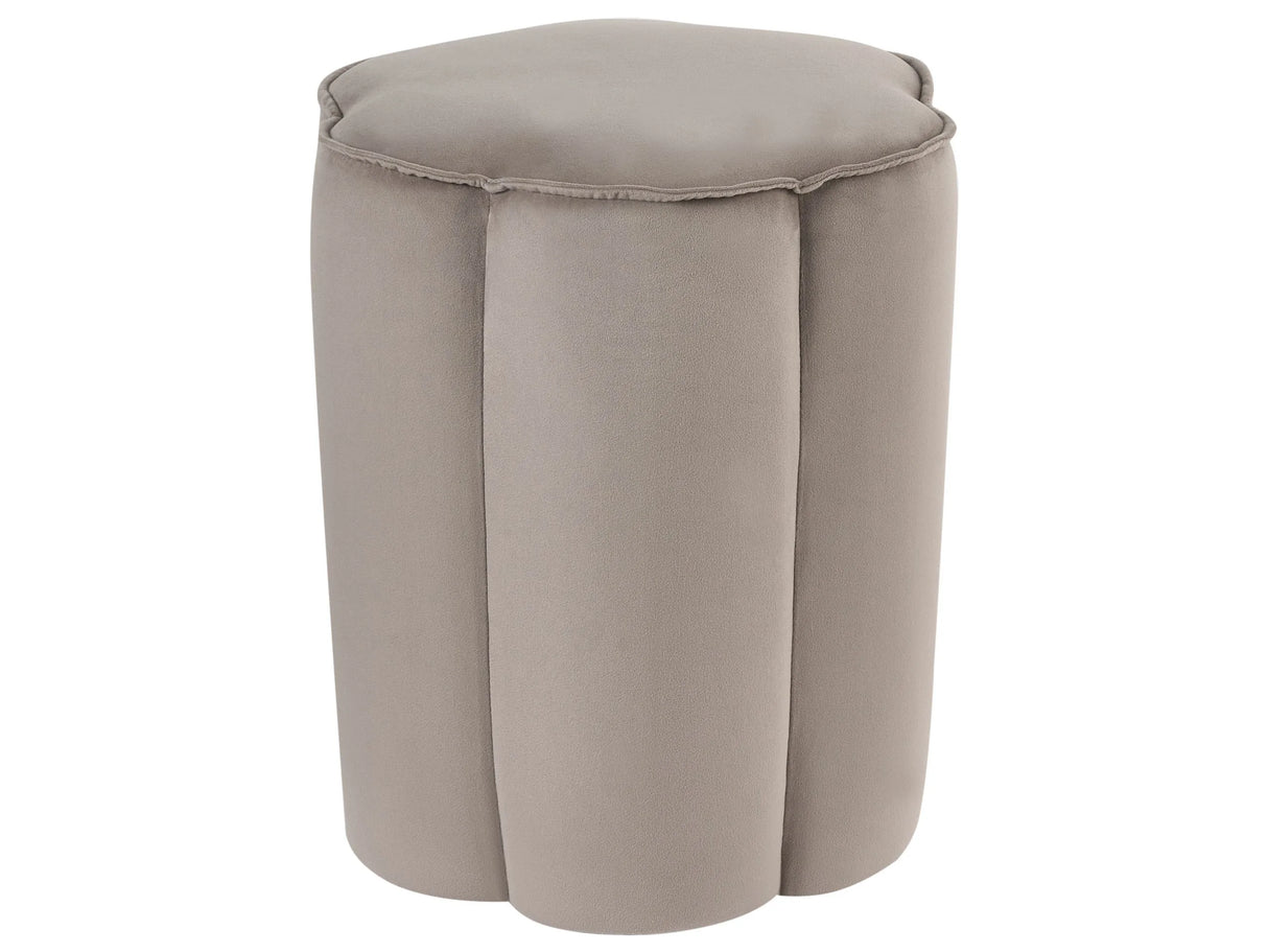 Pouffe Taupe Velvet Round 39 x 34 x 45 cm Footstool Accent Upholstery Modern Living Room Bedroom Furniture Beliani