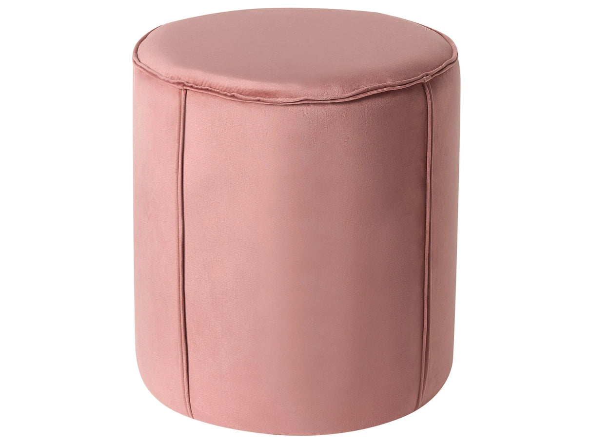 Pouffe Pink Velvet Round 40 x 40 x 43 cm Footstool Accent Upholstery Modern Living Room Bedroom Furniture Beliani