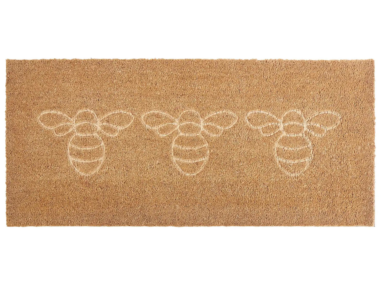 Doormat Natural Coir PVC Backing Anti-Slip 55 x 120 cm Home Text Motif Modern Indoor Decoration Beliani