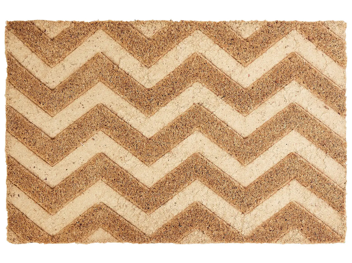 Doormat Natural Coir PVC Backing Anti-Slip 40 x 60 cm Home Zig-Zag Motif Modern Indoor Decoration Beliani