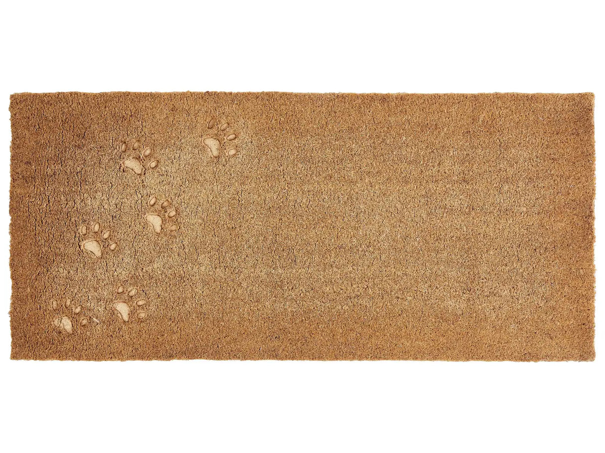 Doormat Natural Coir PVC Backing Anti-Slip 55 x 120 cm Home Paw Print Motif Modern Indoor Decoration Beliani
