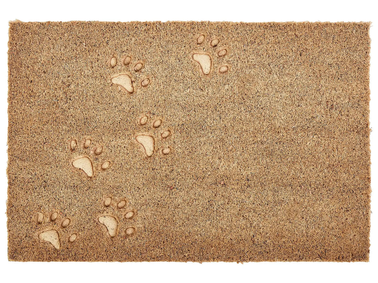 Doormat Natural Coir PVC Backing Anti-Slip 40 x 60 cm Home Paw Print Motif Modern Indoor Decoration Beliani
