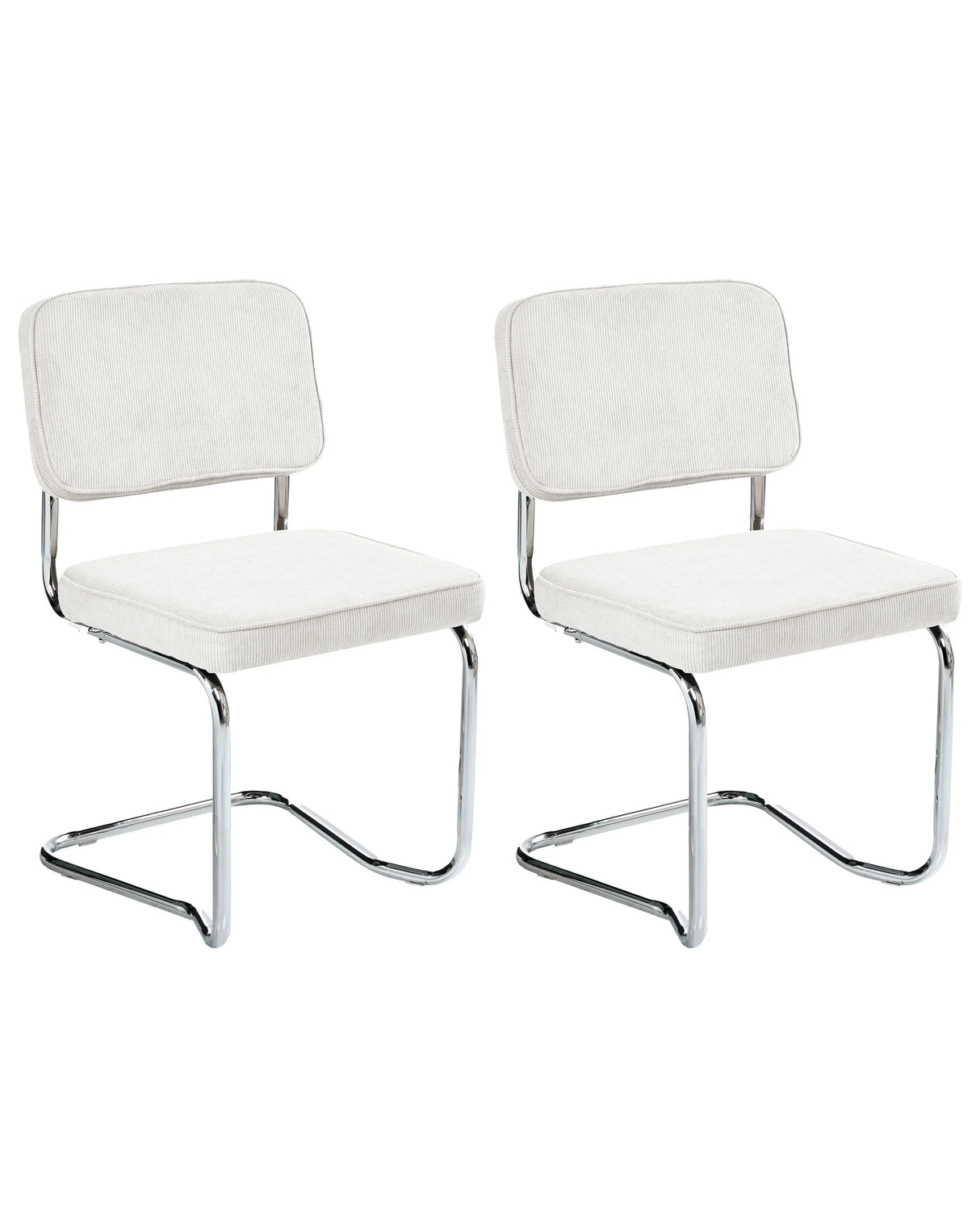 Set of 2 Dining Chairs Off-White Corduroy Upholstery Iron Legs Retro Style Beliani