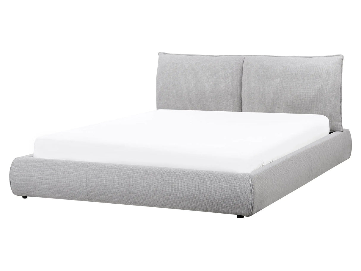 EU Super King Size Waterbed Light Grey Polyester Fabric Upholstery 6ft with Mattress with Thick Padded Headboard Footboard Classic Style Bedroom Beliani