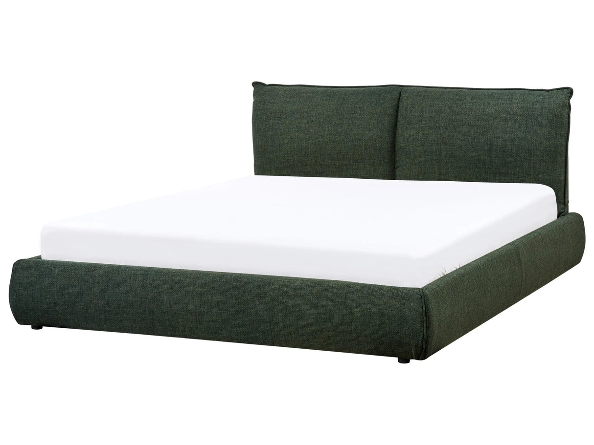 EU King Size Bed Dark Green Polyester Fabric Upholstery 5ft3 Slatted Base with Thick Padded Headboard Footboard Classic Style Bedroom Beliani