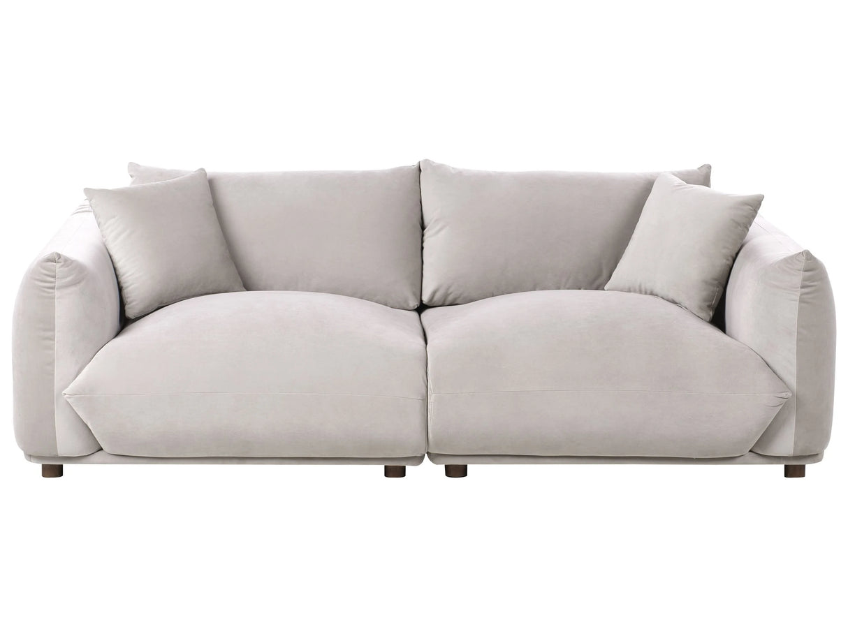 Velvet Sofa Taupe Polyester Upholstery 3 Seater with Scatter Cushions Living Room Settee Beliani