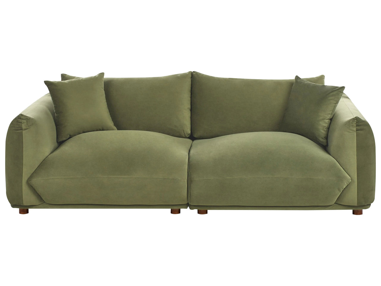 Velvet Sofa Green Polyester Upholstery 3 Seater with Scatter Cushions Living Room Settee Beliani