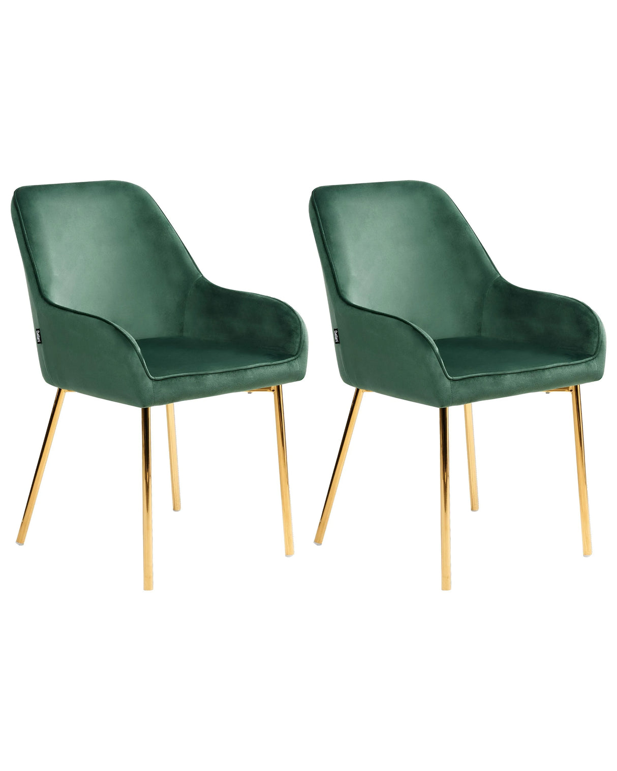 Set of 2 Dining Chairs Green Velvet Upholstery Gold Legs Retro Glamour Beliani
