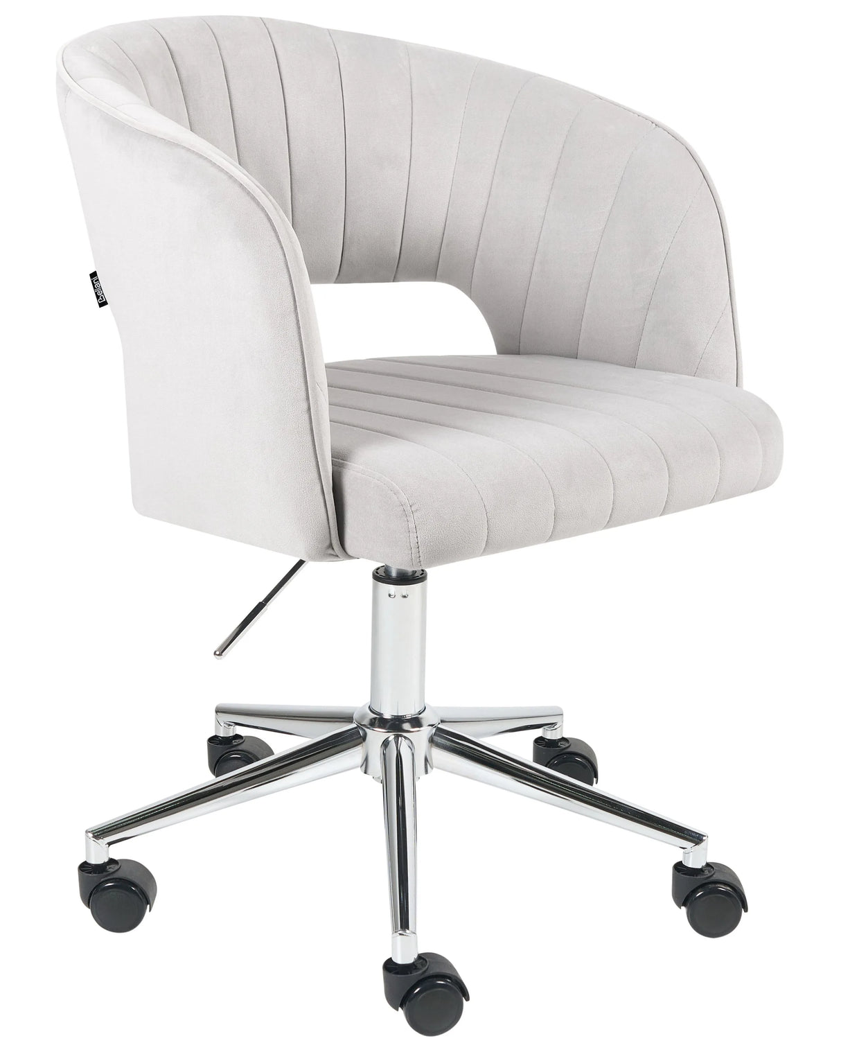 Office Swivel Chair Light Grey Velvet Height Adjustable Full Swivel Button Tufted Backrest Beliani