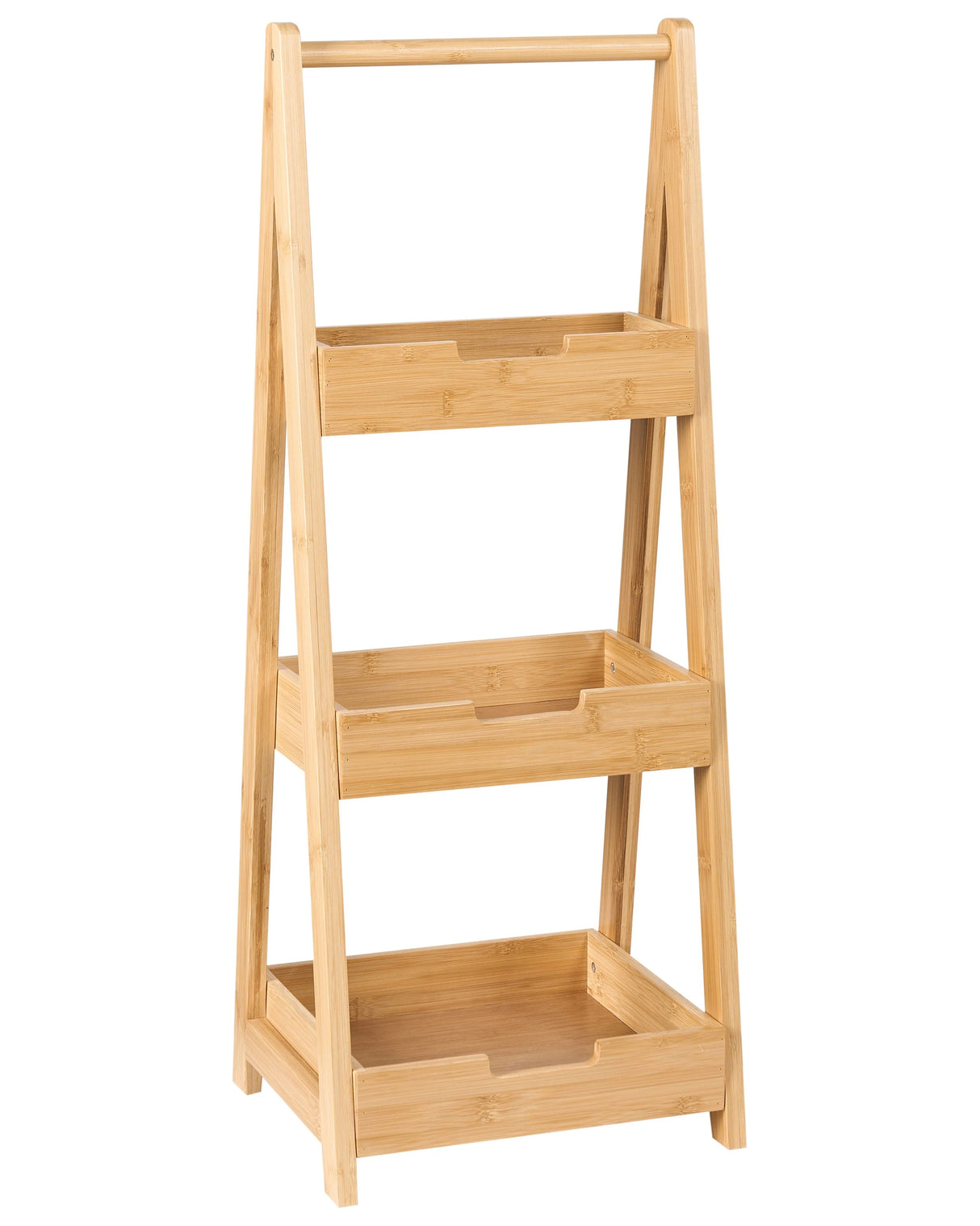 Bathroom Shelving Unit Light Brown Bamboo Wood 3-Tier Basket Design Beliani