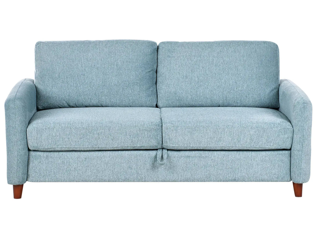 3 Seater Sofa Blue Fabric Upholstery with Storage Thickly Padded Modern Style Living Room Furniture Beliani