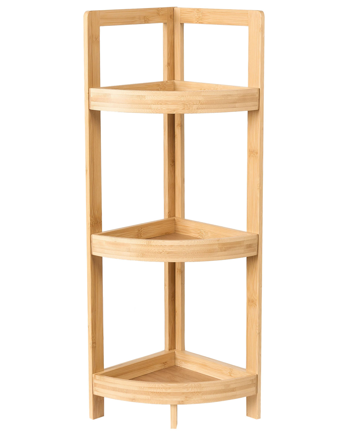 Bathroom Corner Shelving Unit Light Brown Bamboo Wood 3-Tier Basket Design Beliani
