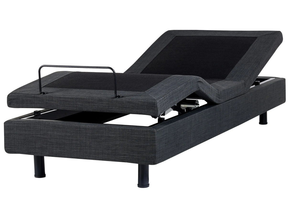 Electric Bed Dark Grey Polyester EU Single Size 3ft Remote Control Adjustable without Headboard Beliani