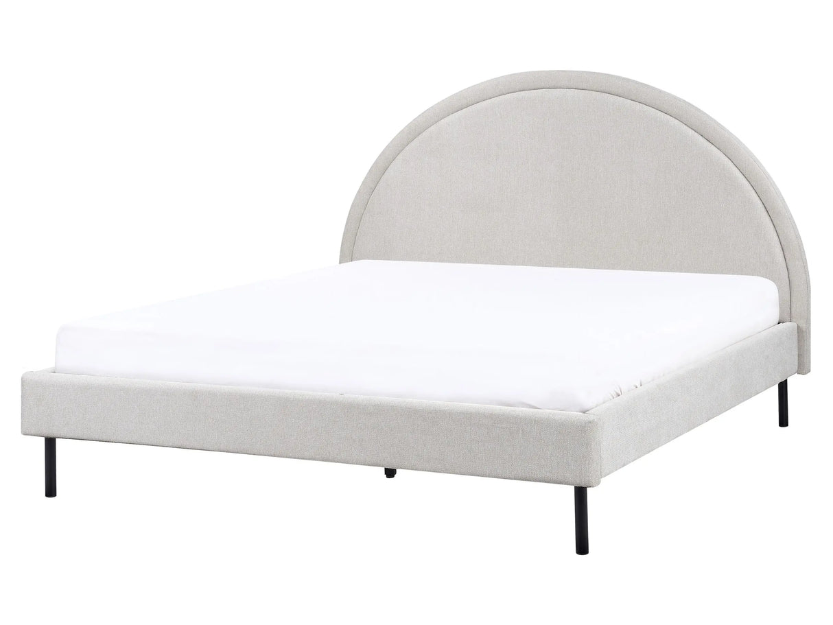 Bed Light Grey Fabric Polyester Fabric EU King Size 5ft3 Slatted Base Half-Round Headboard Minimalist Retro Design Bedroom Beliani