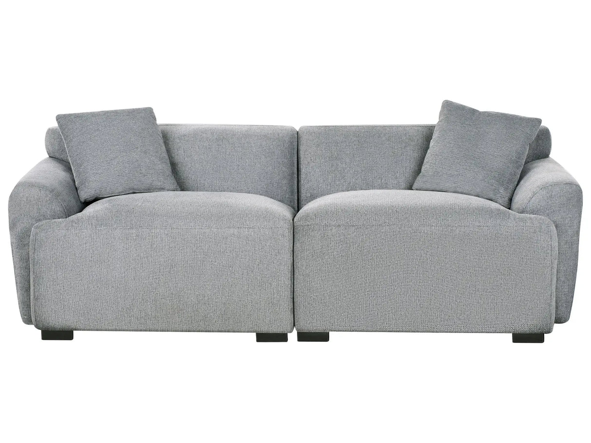 3 Seater Sofa Grey Polyester Fabric Couch Additional Cushions Modern Scandinavian Living Room Furniture Beliani