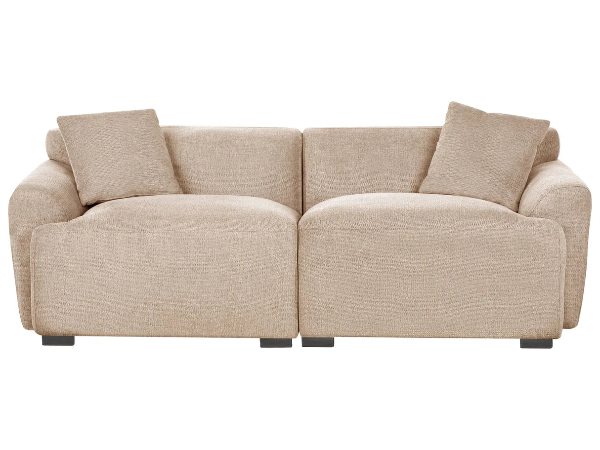 3 Seater Sofa Beige Polyester Fabric Couch Additional Cushions Modern Scandinavian Living Room Furniture Beliani