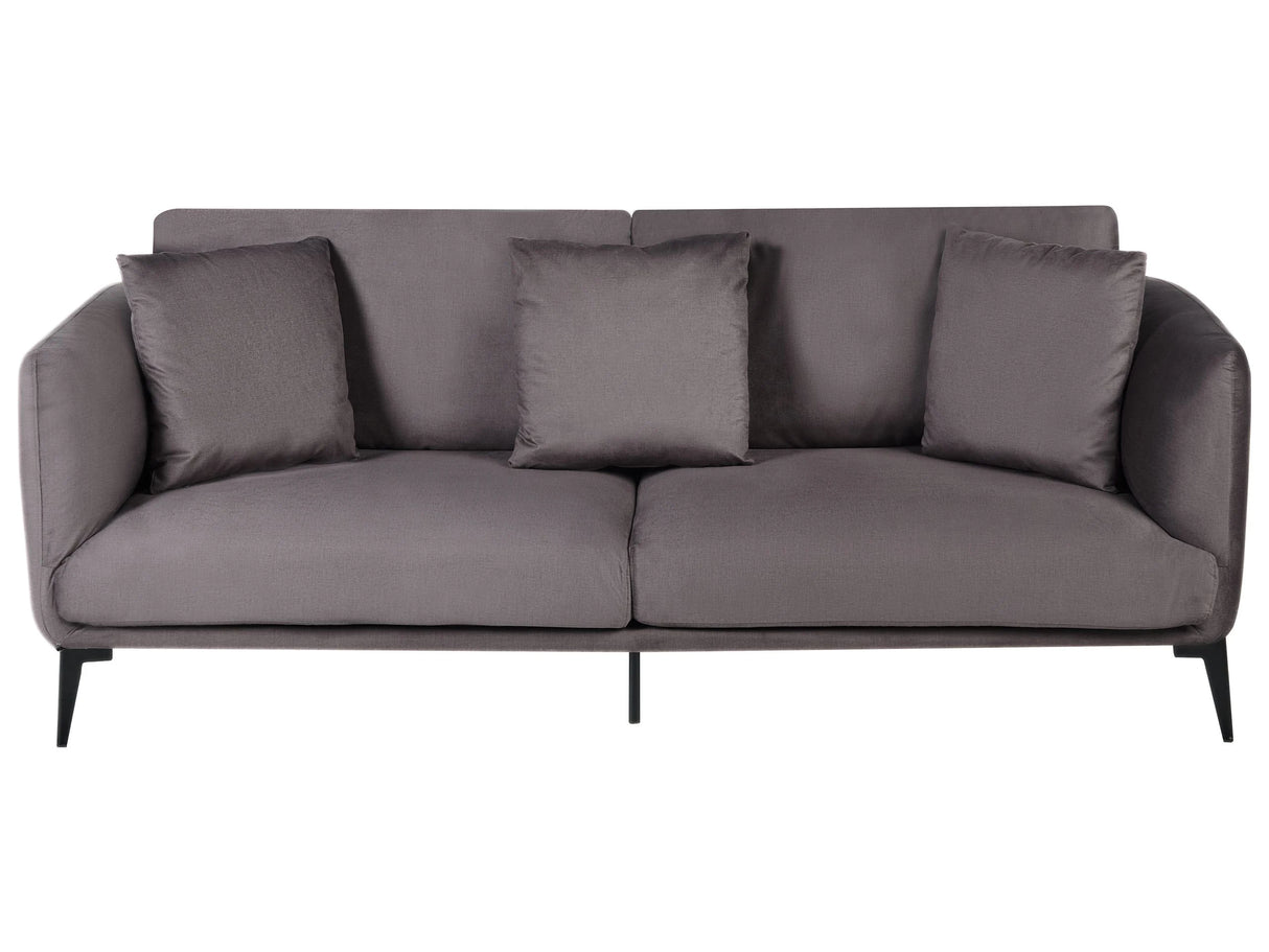 Sofa Taupe Velvet Upholstery Metal Legs with Cushions Modern Beliani