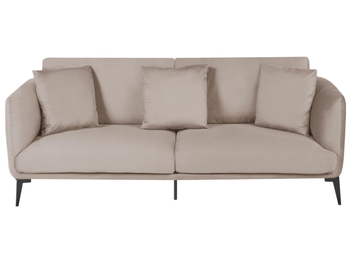 Sofa Beige Velvet Upholstery Metal Legs with Cushions Modern Beliani