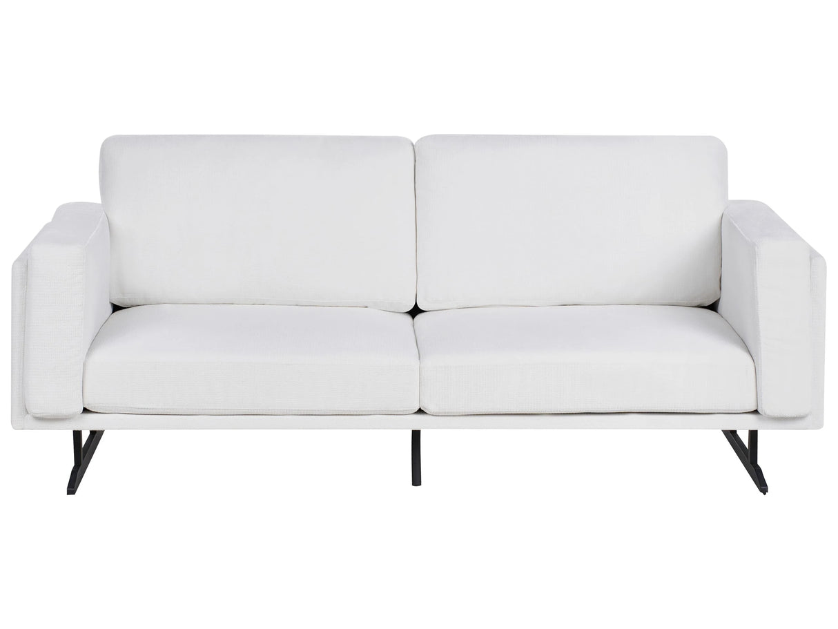 Sofa White Fabric Upholstery Metal Legs Modern Beliani