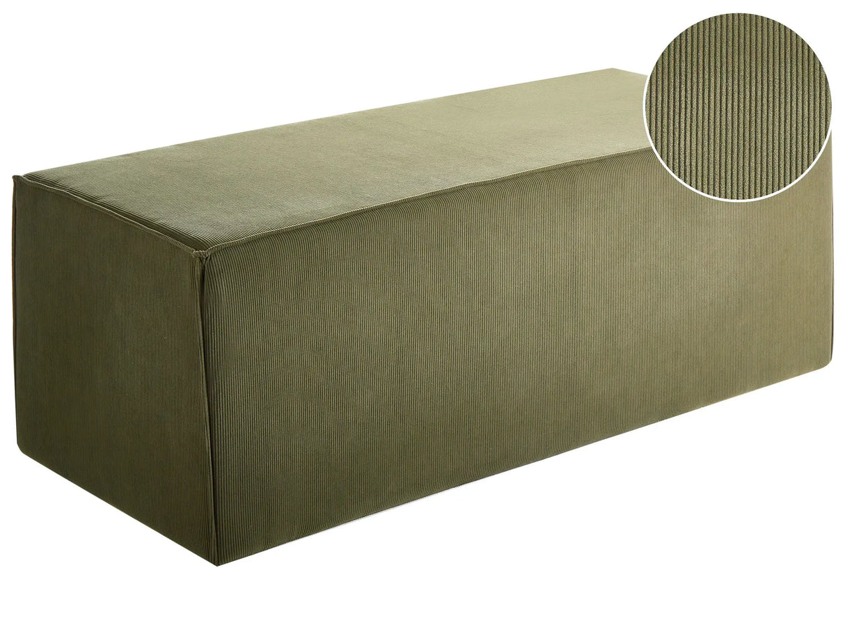 Pouffe Pouf Dark Green Corduroy Jumbo Cord Upholstered Fabric Accent Bed Bench Stool Beliani
