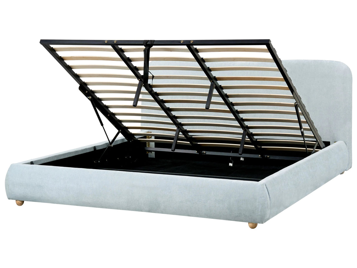 Storage Bed Light Blue Polyester Fabric EU Super King Size 6ft Minimalist Modern Design Ottoman Storage Beliani