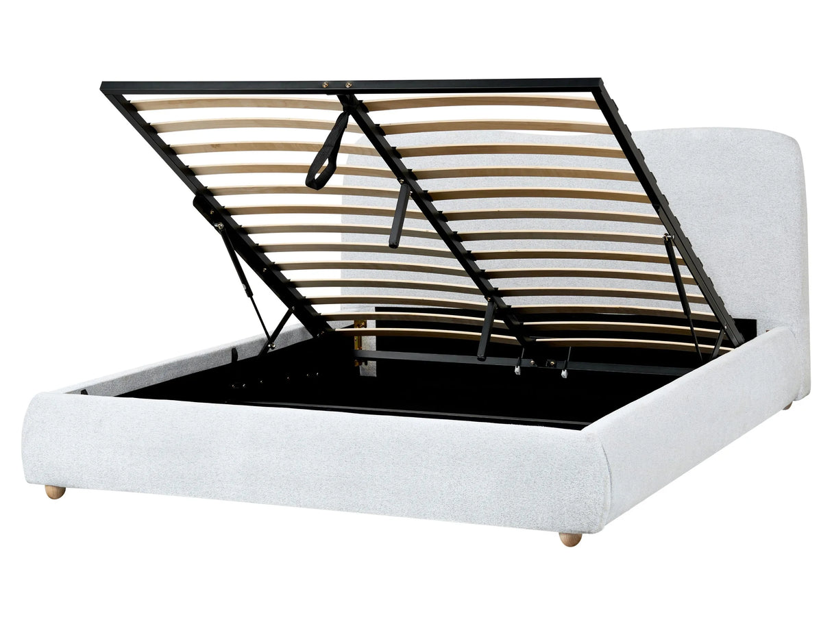 Storage Bed Light Grey Fabric Polyester Fabric EU King Size 5ft3 Minimalist Modern Design Ottoman Storage Beliani