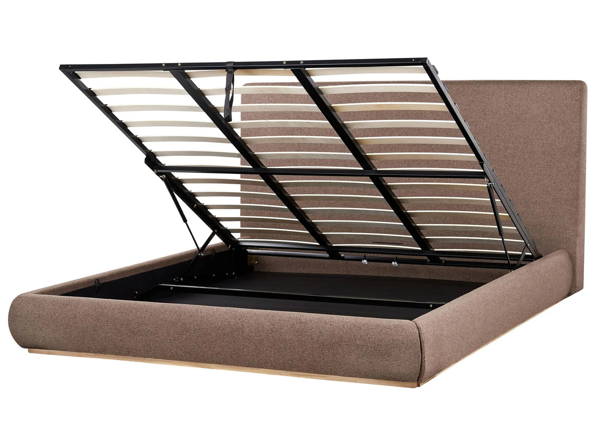Ottoman Bed Dark Brown Polyester EU Super King Size with Storage Headboard Bedroom Furniture Stylish Beliani