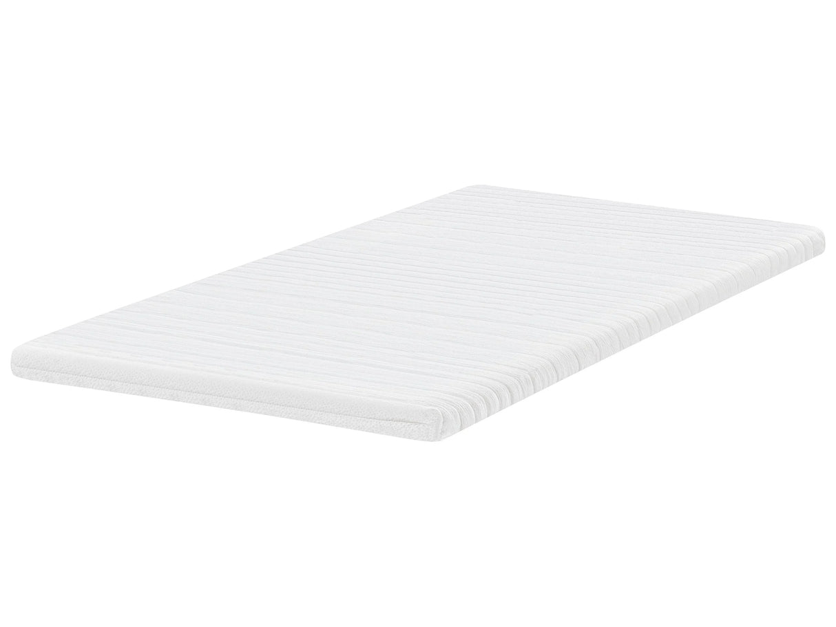 Mattress Topper White Memory Foam Polyester Cover EU Double Size 4ft6 Comfort Layer Pad Beliani