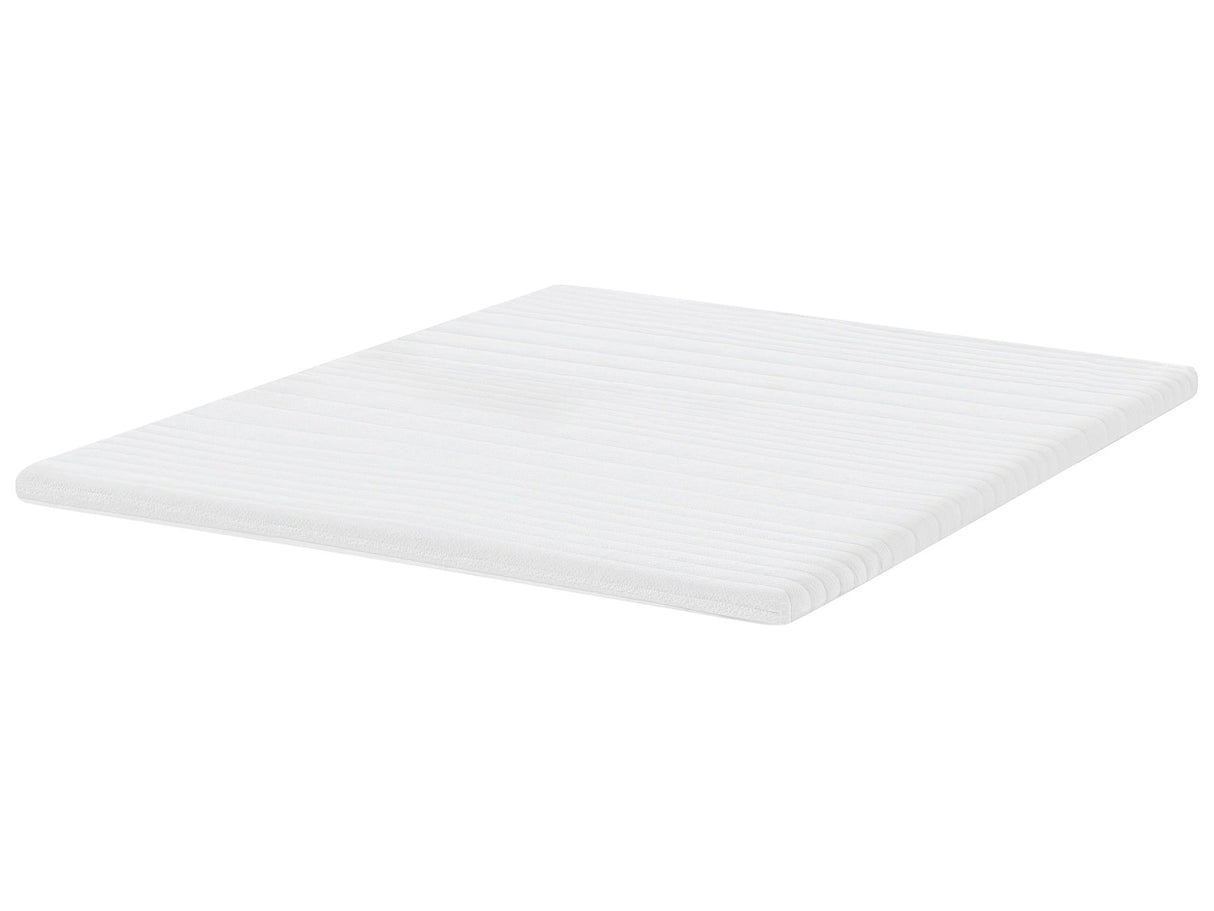 Mattress Topper White Memory Foam Polyester Cover EU Double Size 5ft3 Comfort Layer Pad Beliani