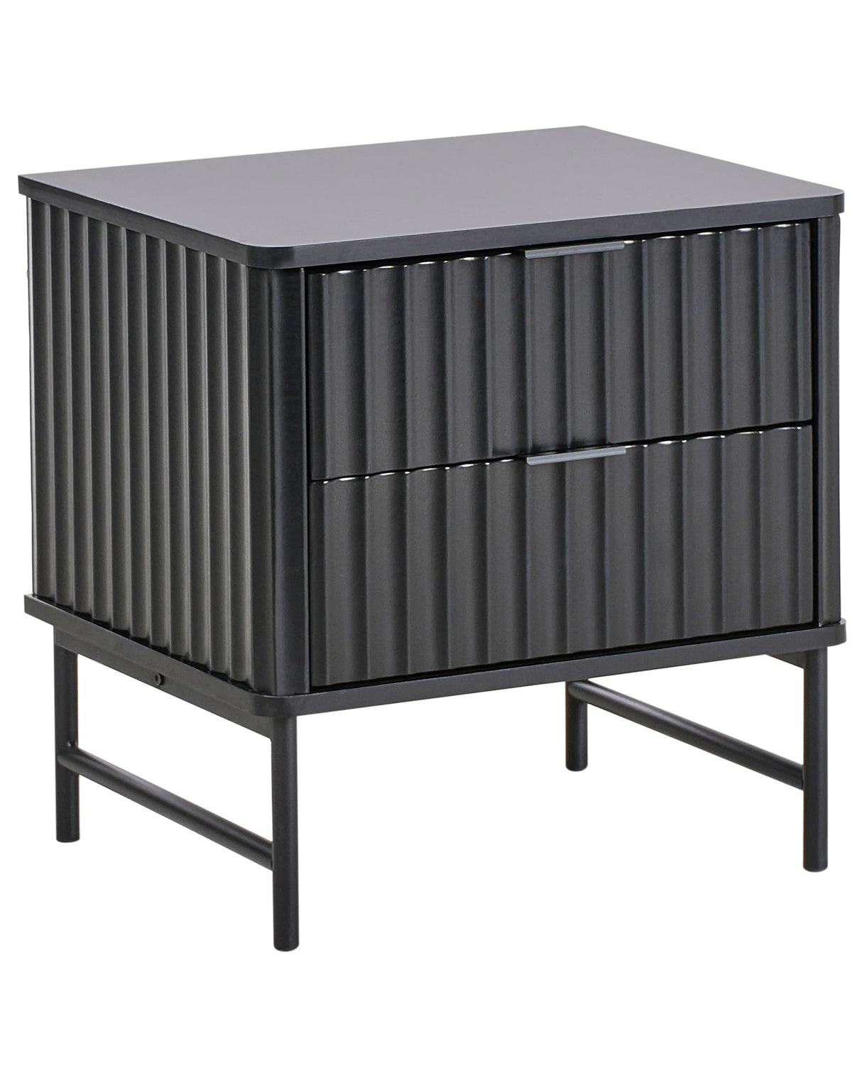 2 Drawer Bedside Table Black MDF Modern Storage Unit Nightstand Bedroom Beliani