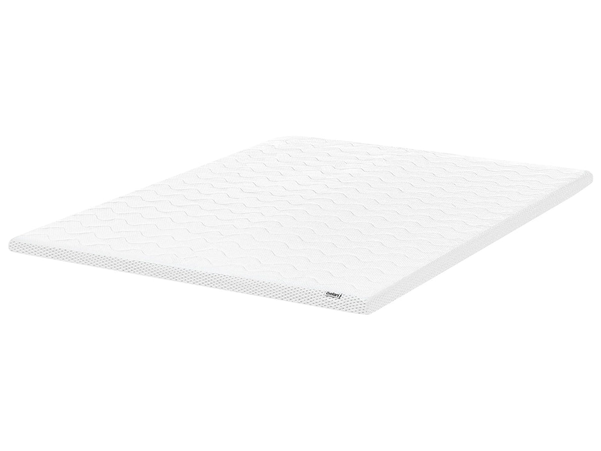 Mattress Topper White Gel Foam Polyester Cover EU King Size 5ft3 Comfort Layer Pad Beliani