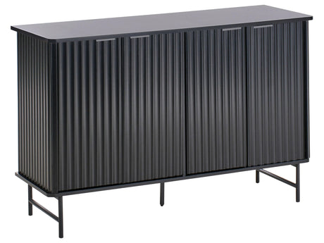 Sideboard Black MDF 4 Door Cabinet Storage Modern Minimalist Design Living Room Storage Beliani