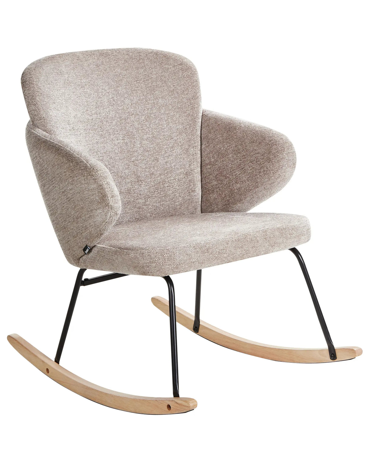 Rocking Chair Taupe Fabric Wooden Metal Legs Skates Modern Design Living Room Beliani