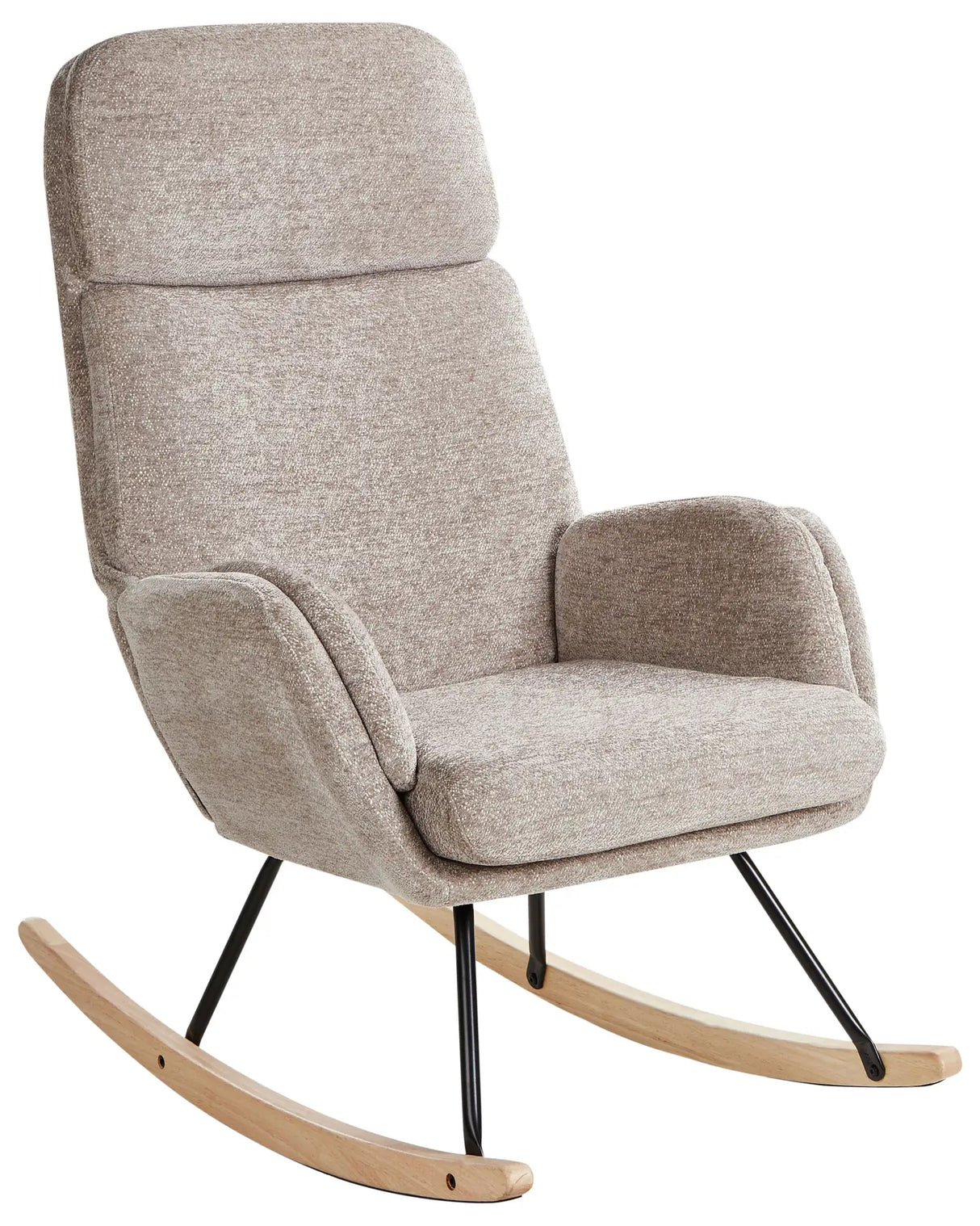 Rocking Chair Taupe Fabric Wooden Metal Legs Skates Modern Design Living Room Beliani