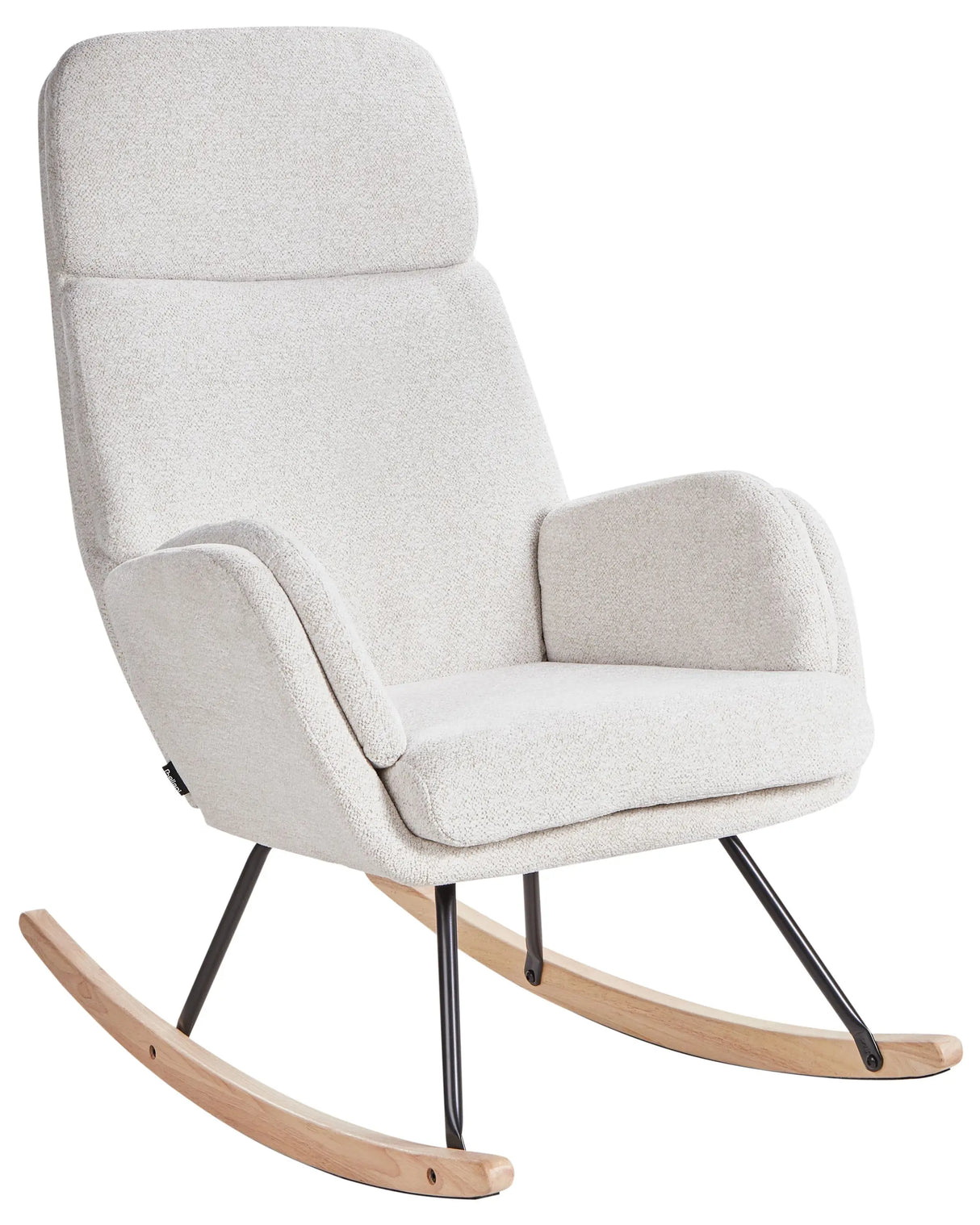 Rocking Chair Off-White Fabric Wooden Metal Legs Skates Modern Design Living Room Beliani
