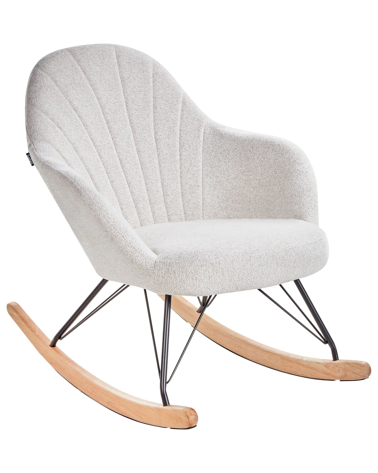 Rocking Chair Off-White Fabric Wooden Metal Legs Skates Modern Design Living Room Beliani