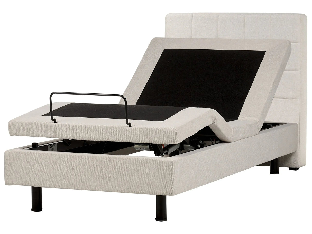 Electric Bed Light Beige Polyester Upholstery EU Single 3ft Remote Control Adjustable Beliani