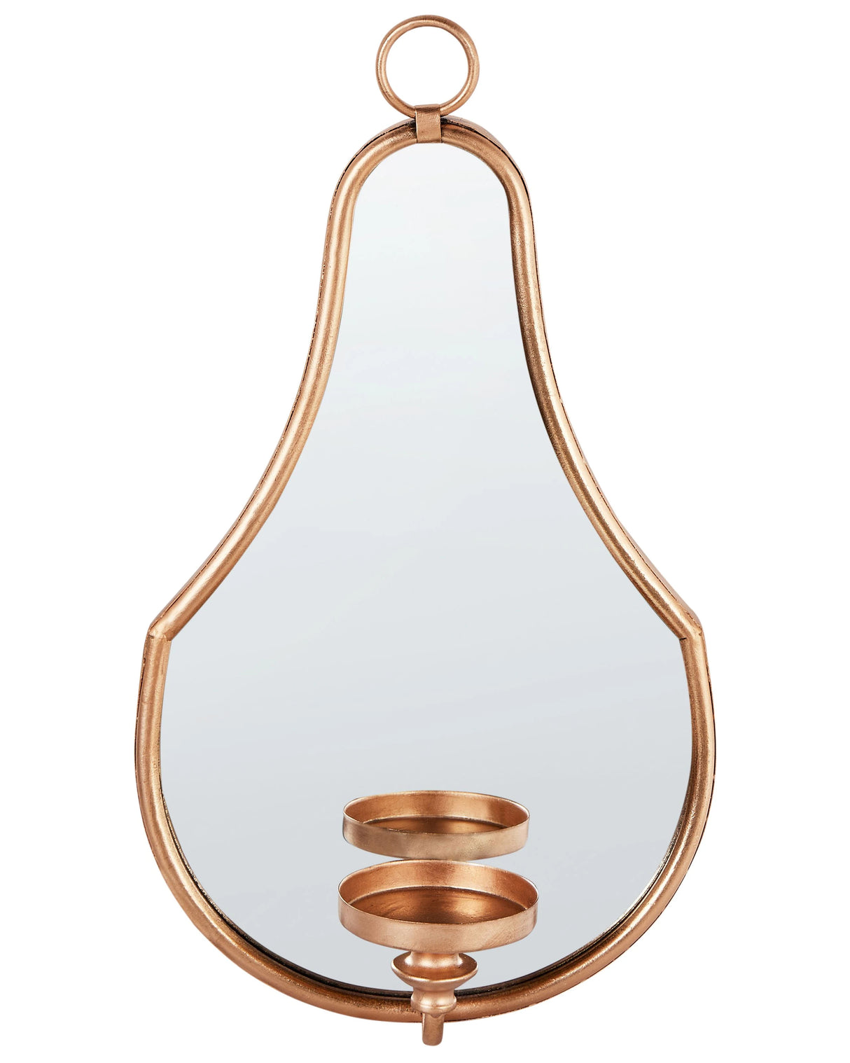 Wall Candle Holder Gold Metal with Mirror Hanging Wall Decor Beliani