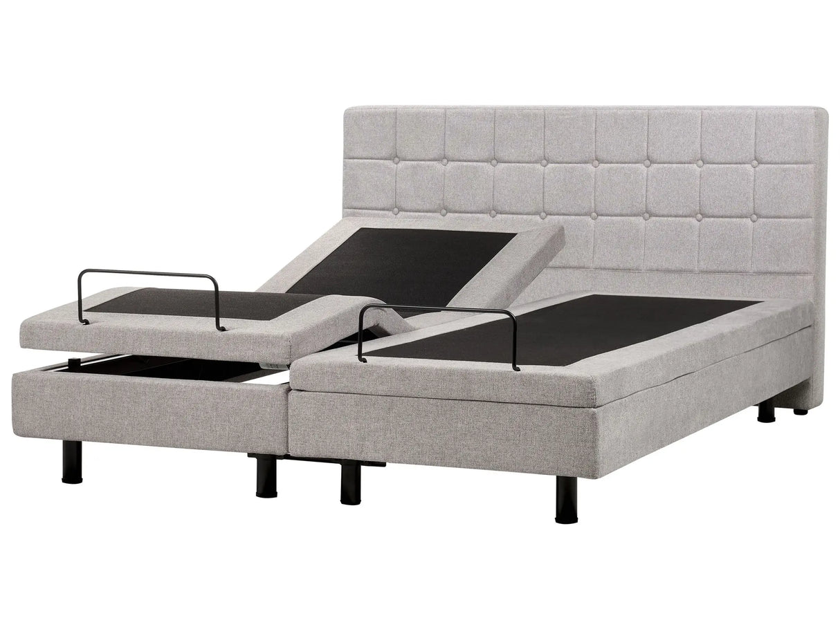 Electric Bed Light Grey EU Super King Size 6ft Remote Control Adjustable Beliani