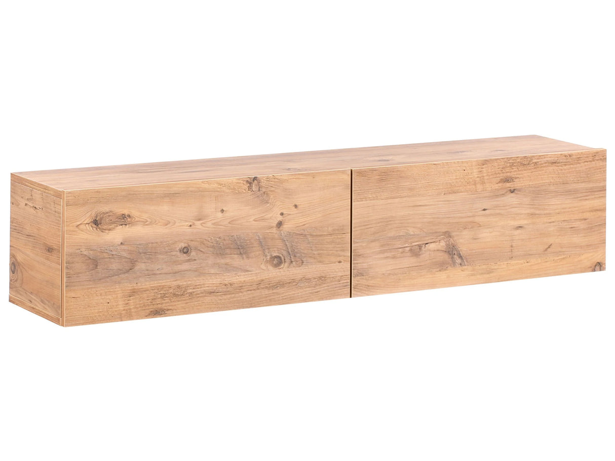 Wall Mounted TV Stand Brown Up To 55 TV Recommended 2 Cabinets Minimalist Design Living Room Beliani