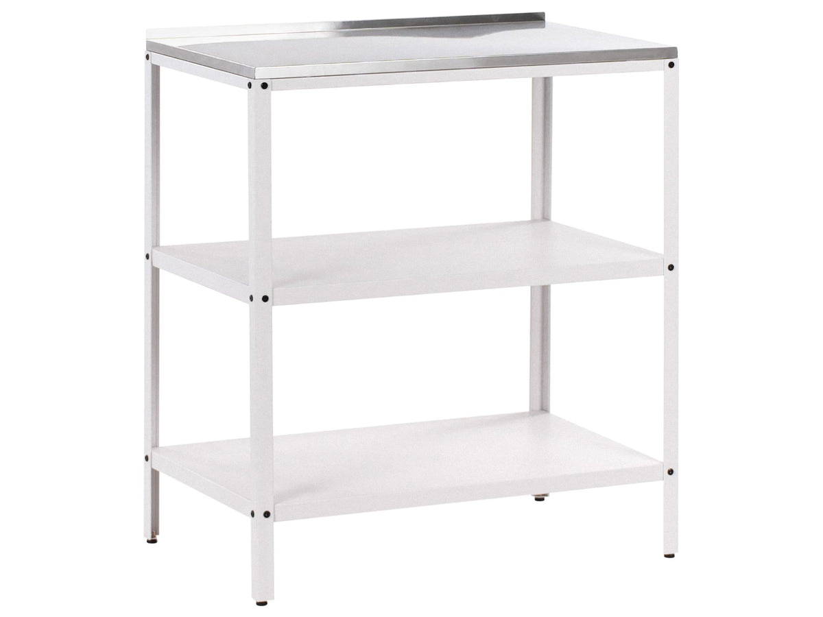 Outdoor Kitchen Island White Stainless Steel 80 x 50 x 92 cm 2 Shelves Unit with Top Garden Kitchen Dining Beliani